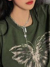 Vintage Schmetterling Kurzarm Grafik T-Shirt